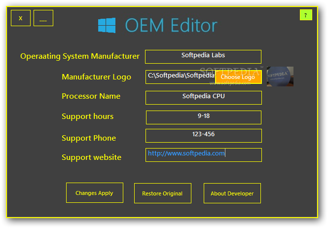 Edit information. OEM информация. OEM info Editor. Propertree Editor logo.