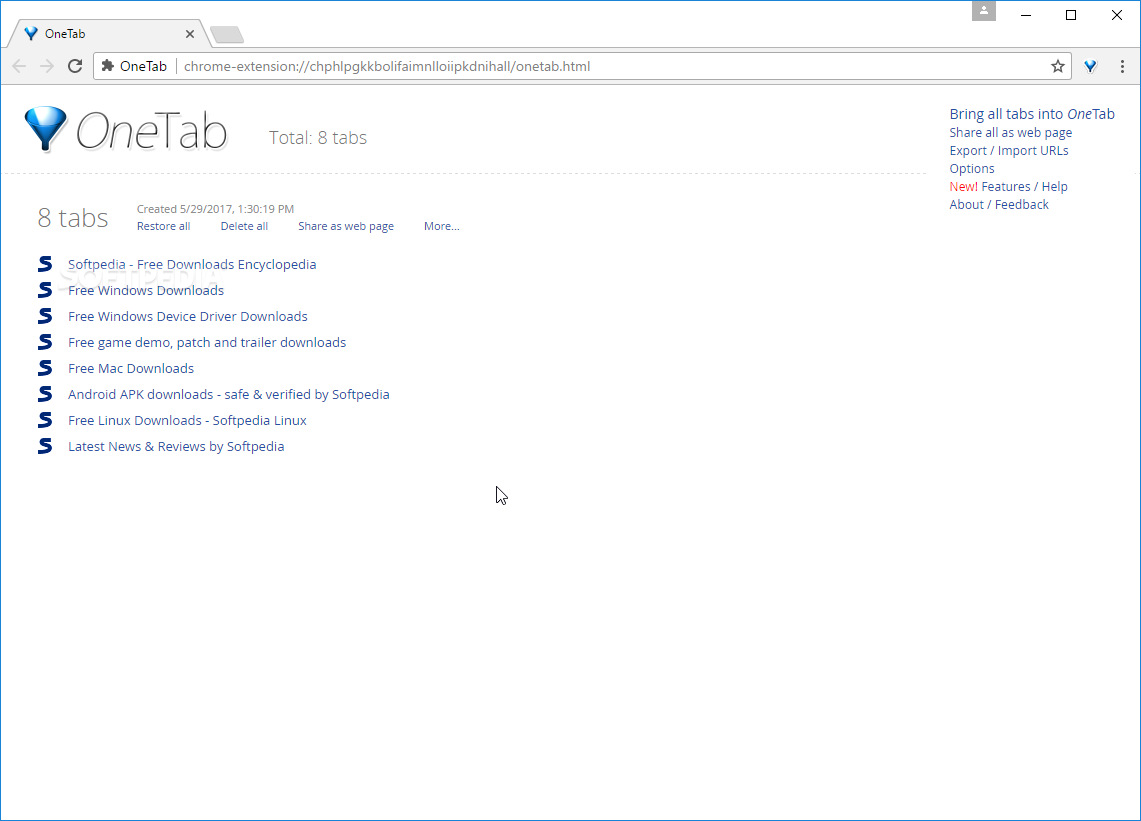 OneTab for Chrome 1.26 free download - Software reviews, downloads, news,  free trials, freeware and full commercial software - Downloadcrew