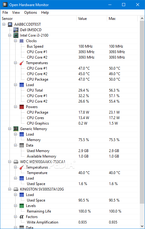 Open Hardware Monitor screenshot #0