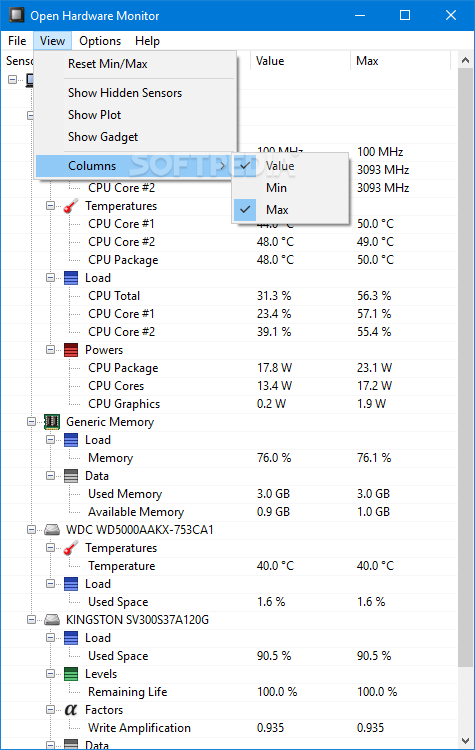 cpu temp not showing in open hardware monitor