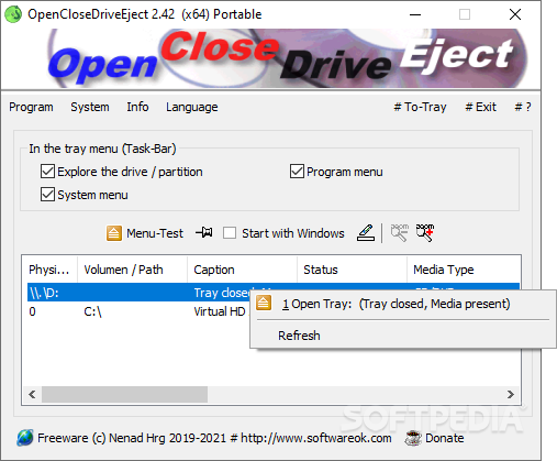 download the new version OpenCloseDriveEject 3.21