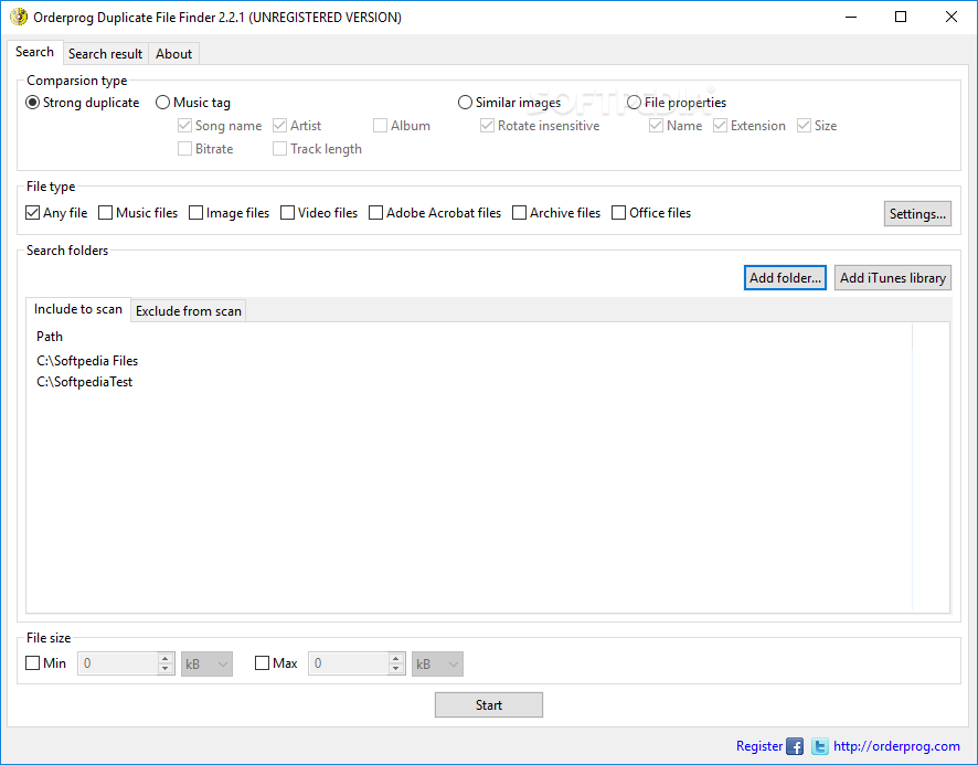 Orderprog Duplicate File Finder screenshot #0