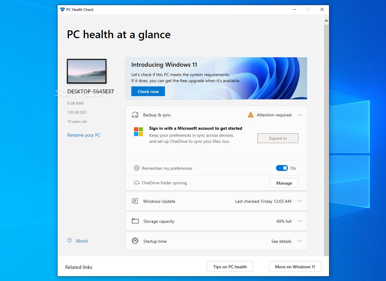 Download PC Health Check 2.1.210623002-s2