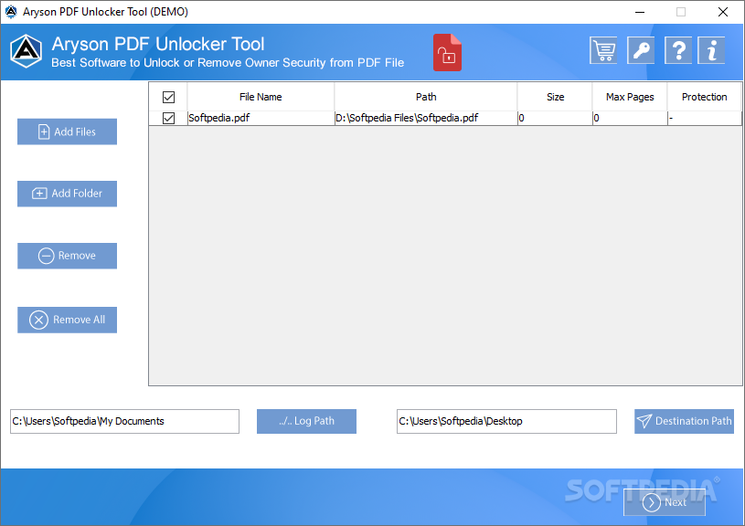 Aryson PDF File Unlocker Tool screenshot #0