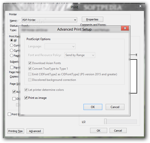adobe pdf printer driver settings