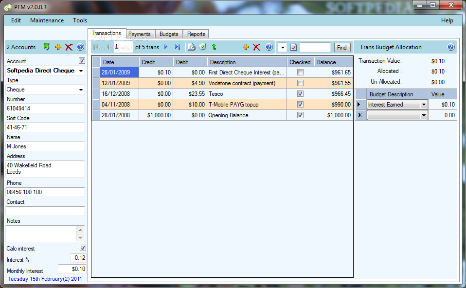 Download PFM (Personal Finance Manager) 2.0.0.9