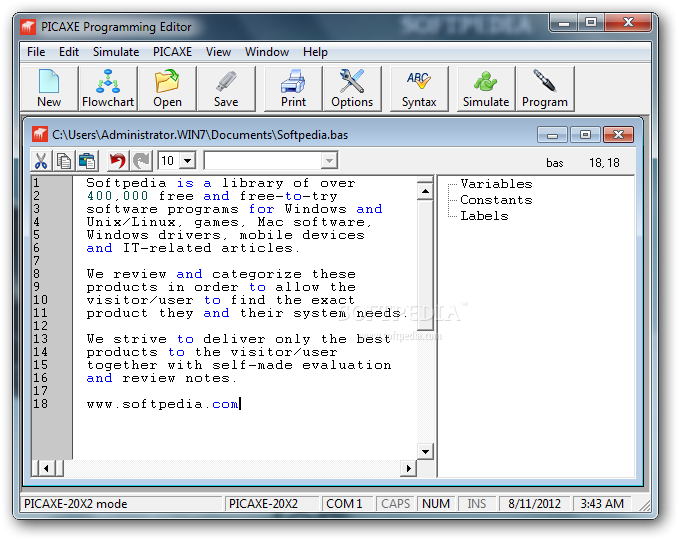 picaxe programming editor