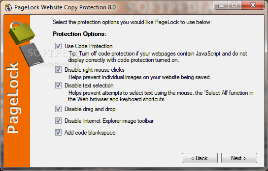 PageLock Website Copy Protection screenshot #2
