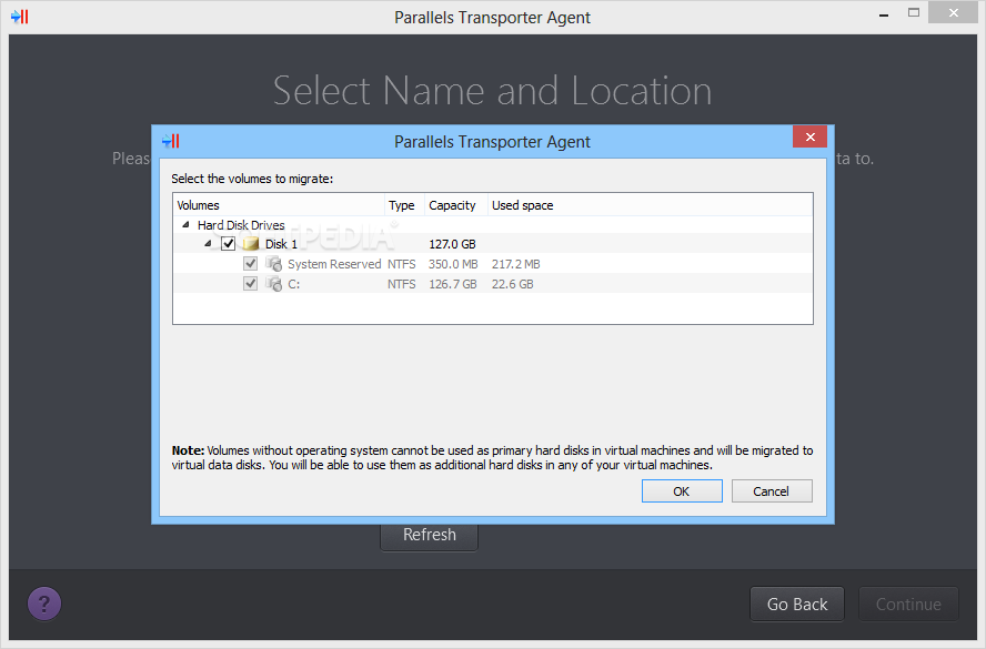 parallels transporter agent windows xp