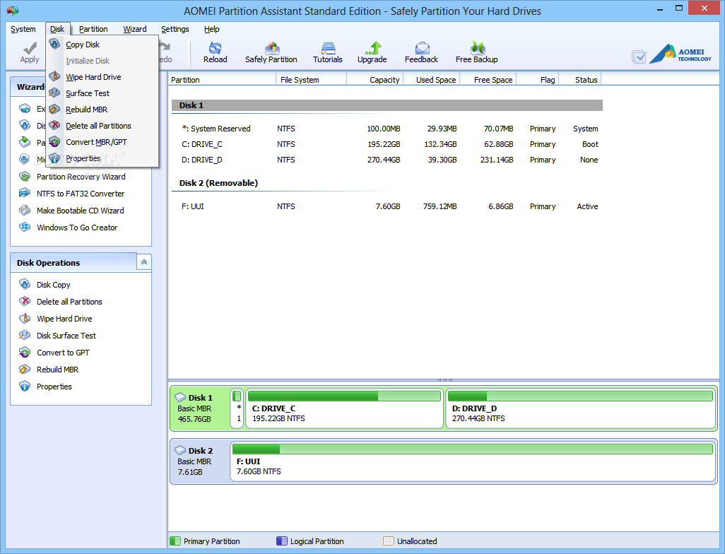 aomei partition assistant standard edition 7.0
