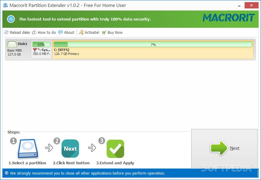 Macrorit Partition Extender Free Edition screenshot #0