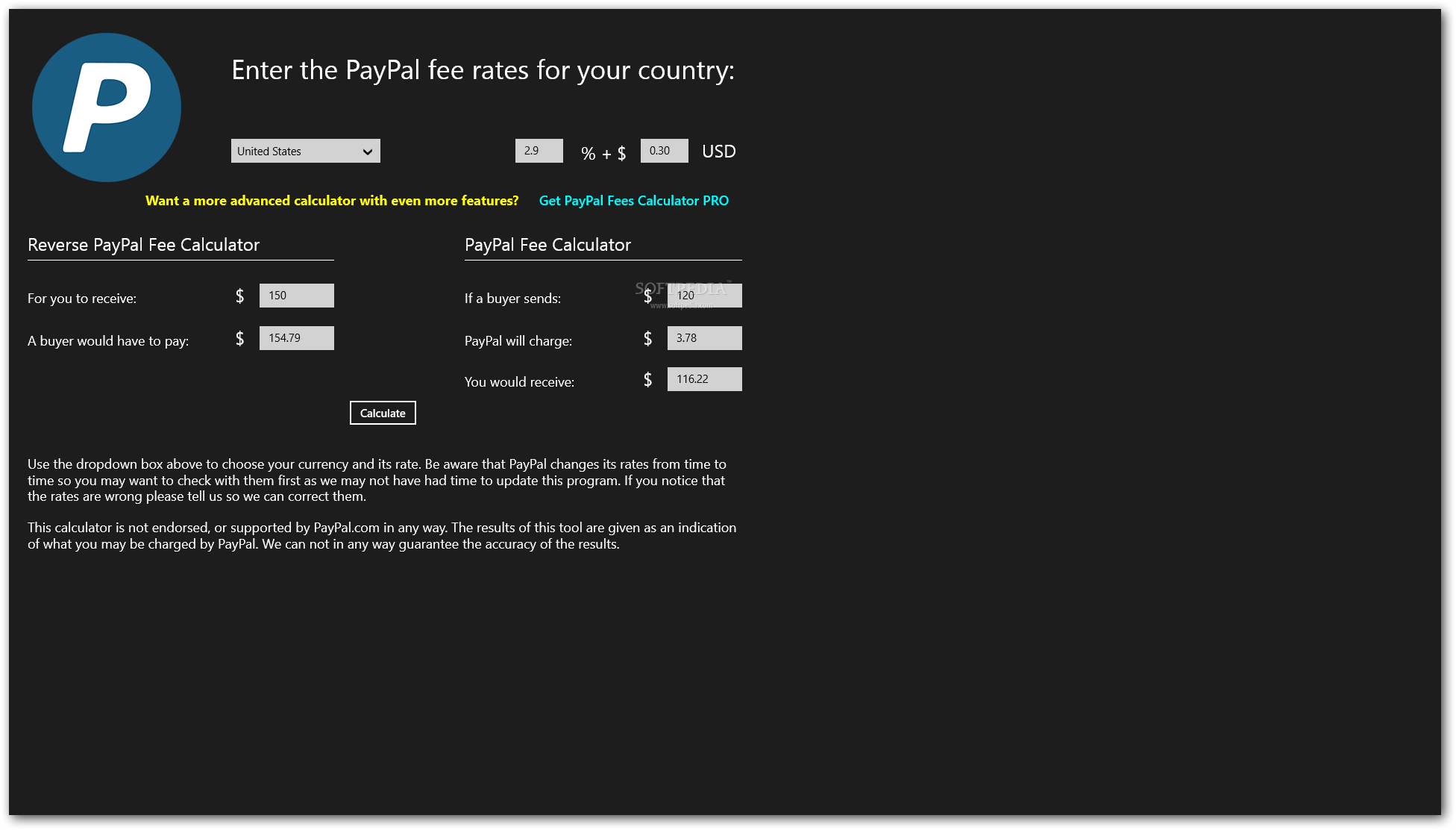 Download PayPal Fees Calculator