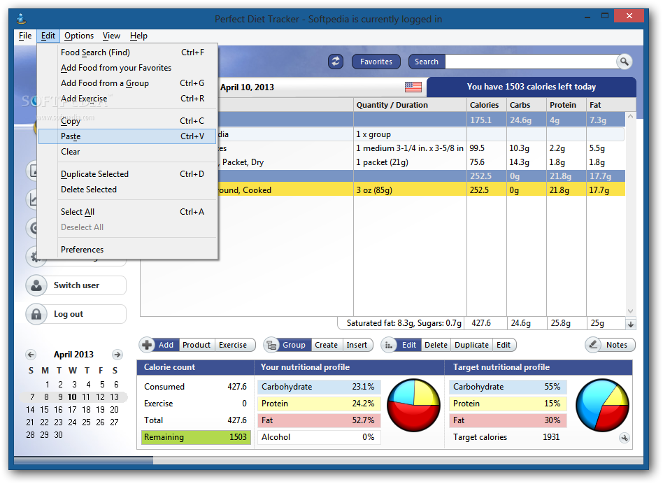 perfect diet tracker software