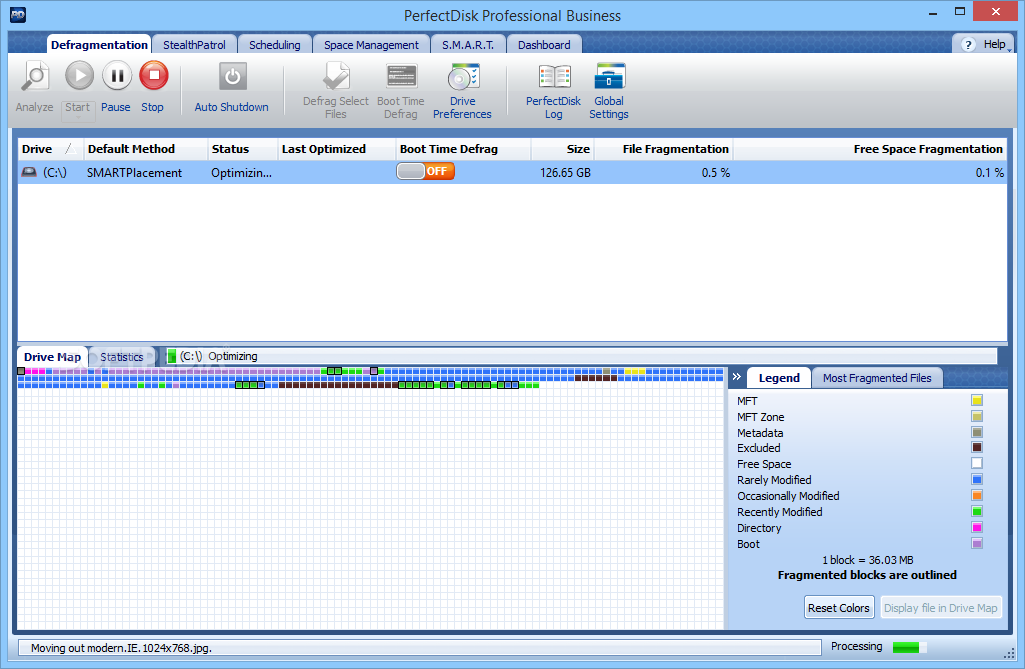 PerfectDisk Professional Business screenshot #0