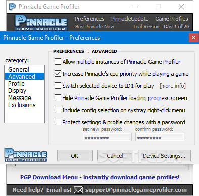 pinnacle profiler two button press together