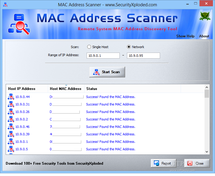 Scan mac addresses on network