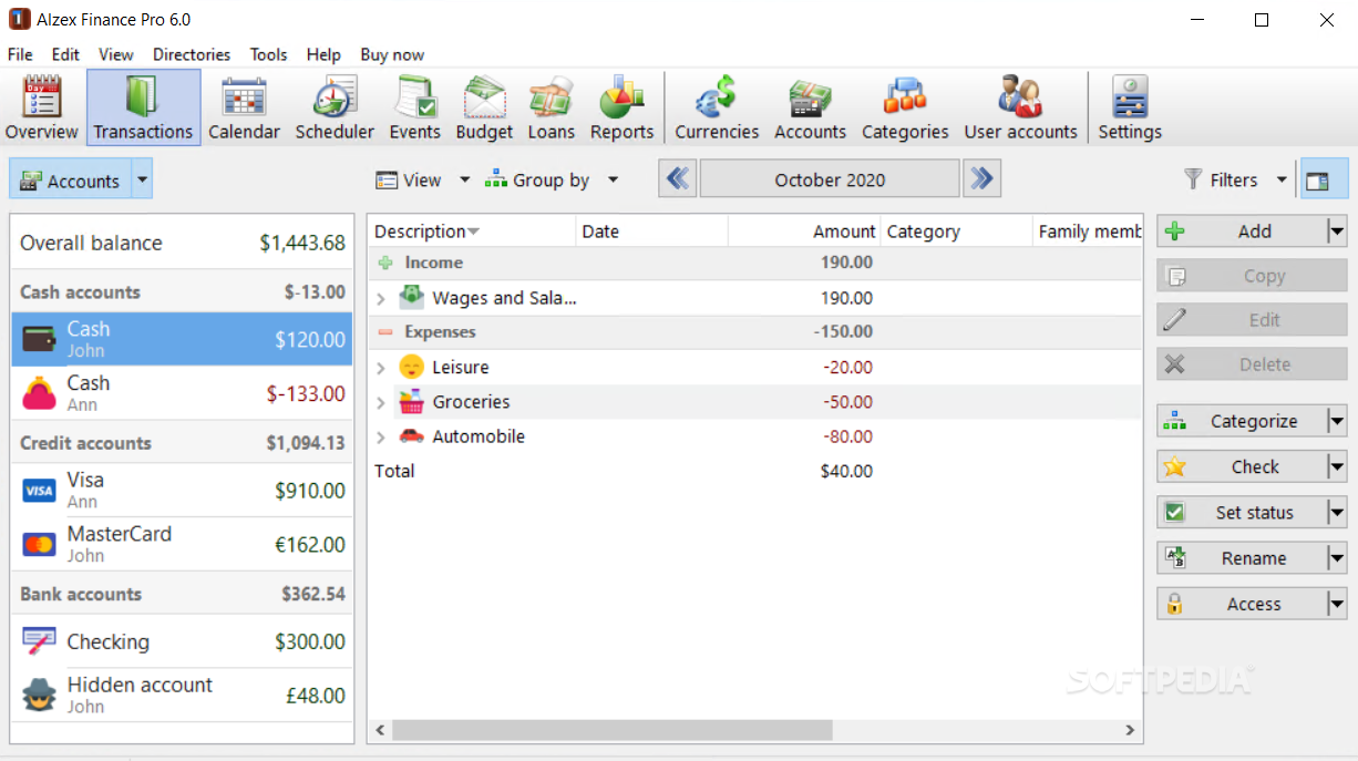 Portable Alzex Personal Finance Pro screenshot #2