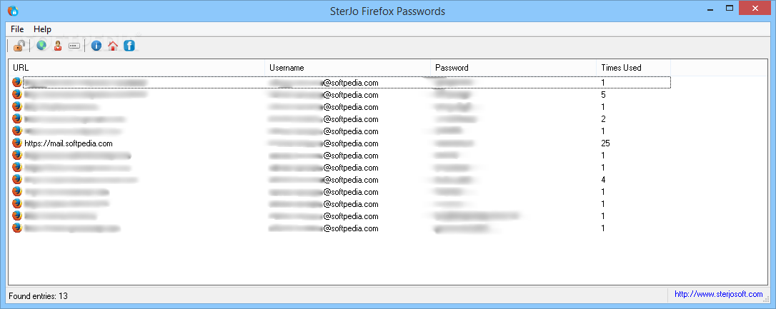 Portable SterJo Firefox Passwords screenshot #0