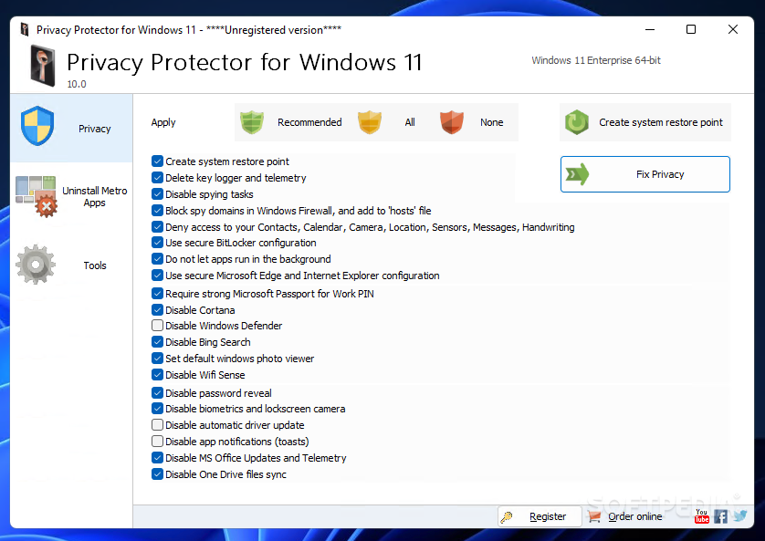 softorbits privacy protector for windows 10