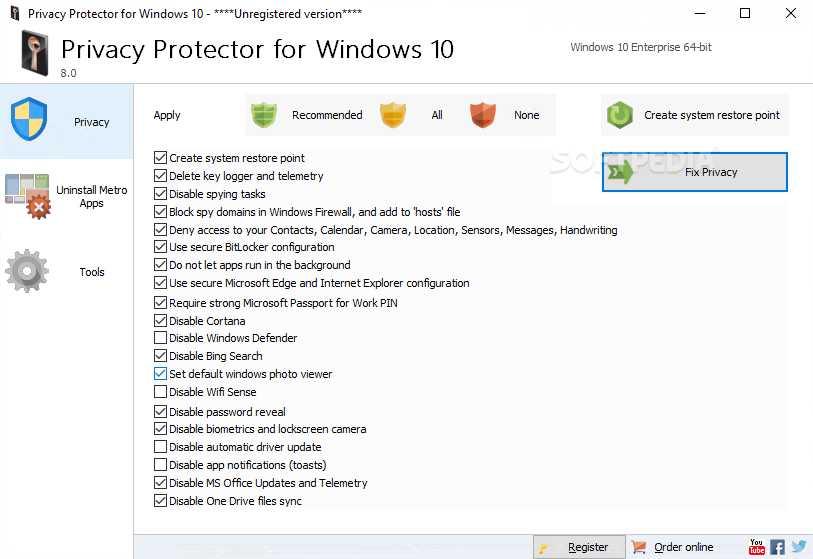 Privacy Protector for Windows 10 screenshot #0