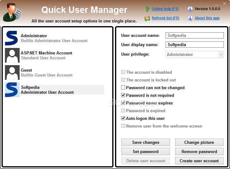 Quick User Manager screenshot #0
