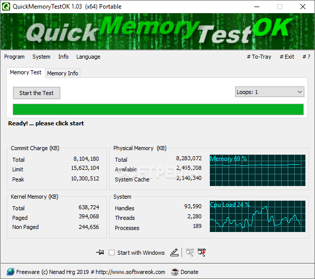 QuickMemoryTestOK 4.61 for windows download free