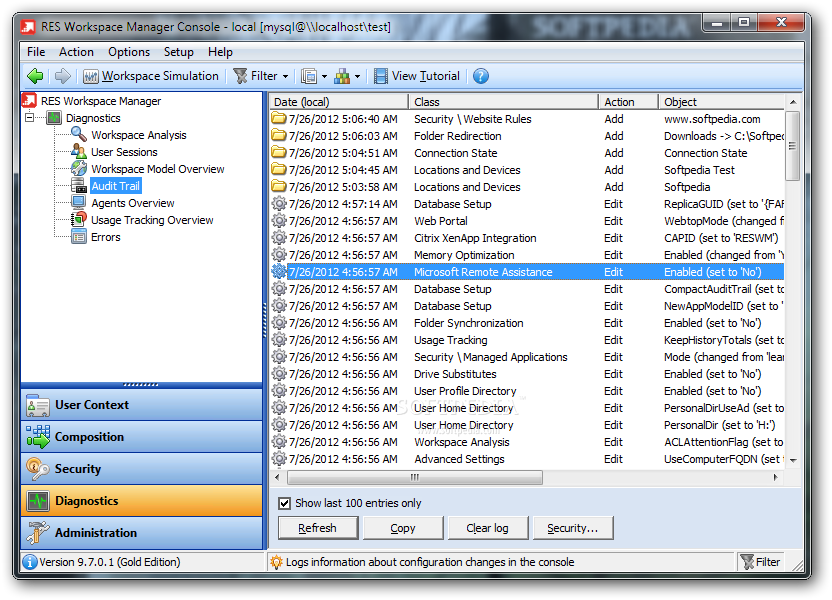 res workspace manager console