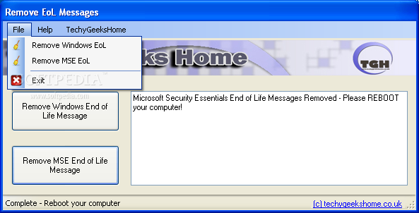 Remove EoL Messages screenshot #1