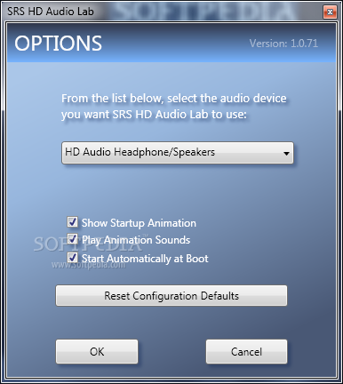 how to use srs hd audio lab