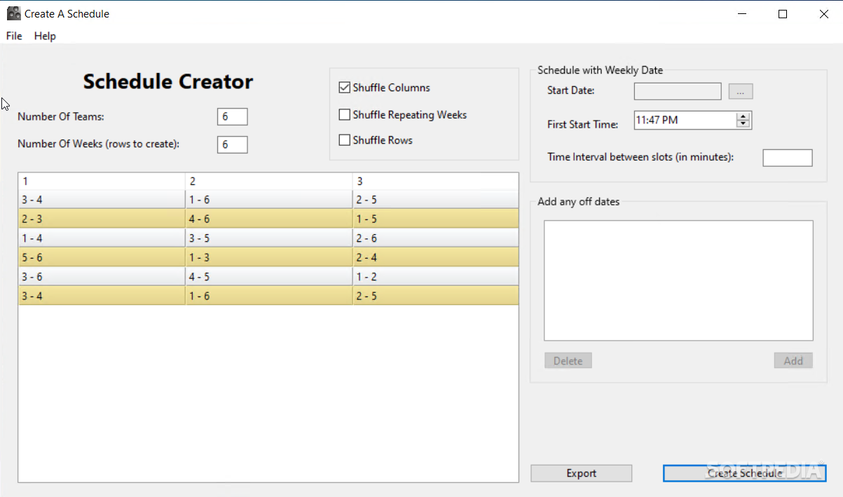 schedule creator from csv