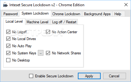 Inteset Secure Lockdown Chrome Edition screenshot #1