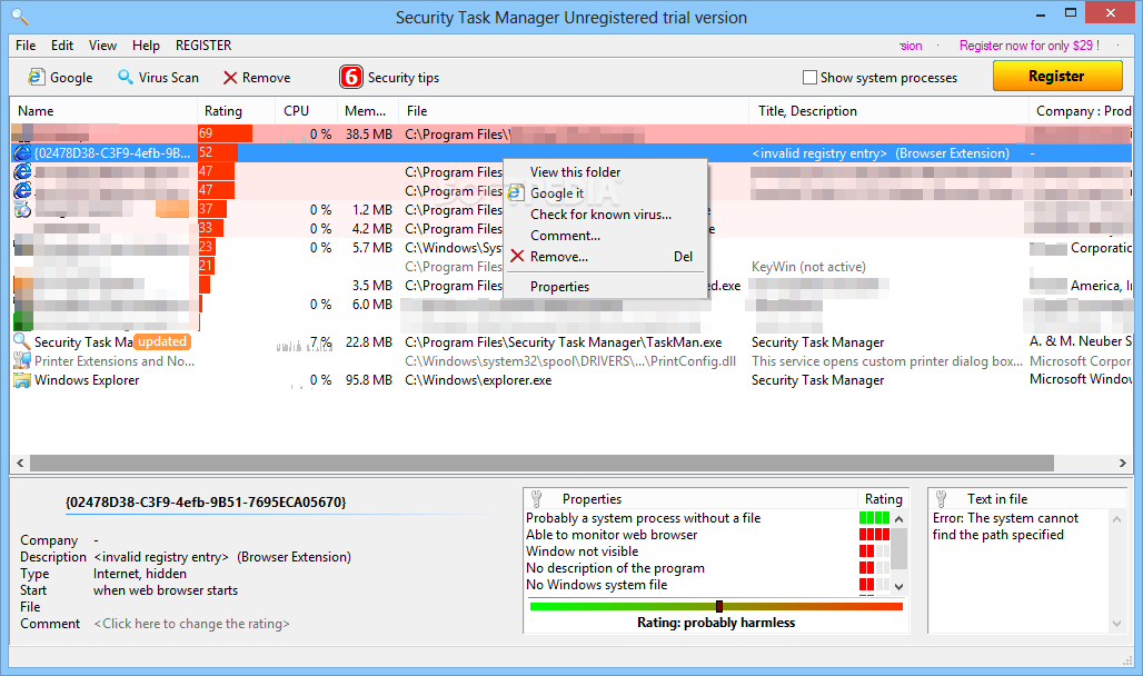 Reorganisere kontanter essens Security Task Manager - Download & Review