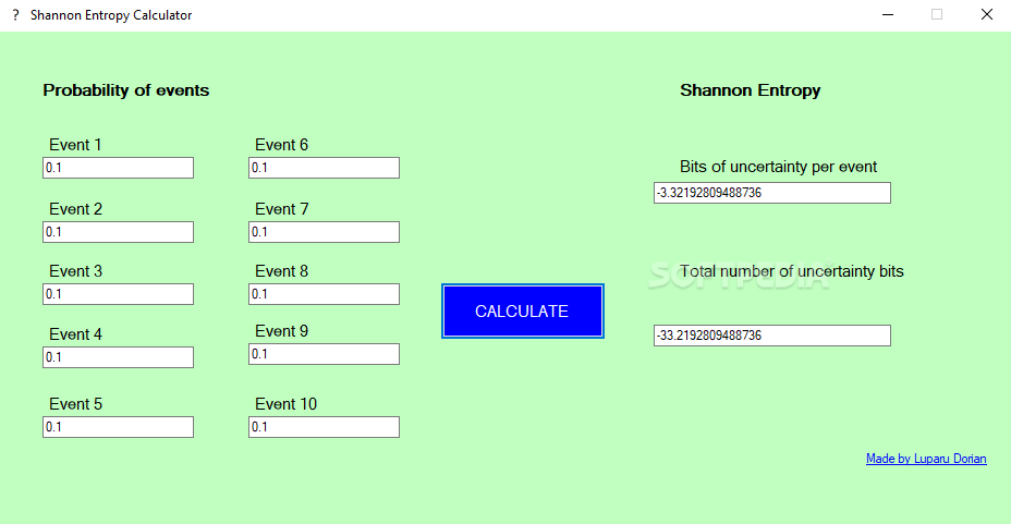 Shannon Entropy Calculator screenshot #0