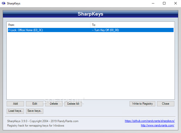 SharpKeys screenshot #1