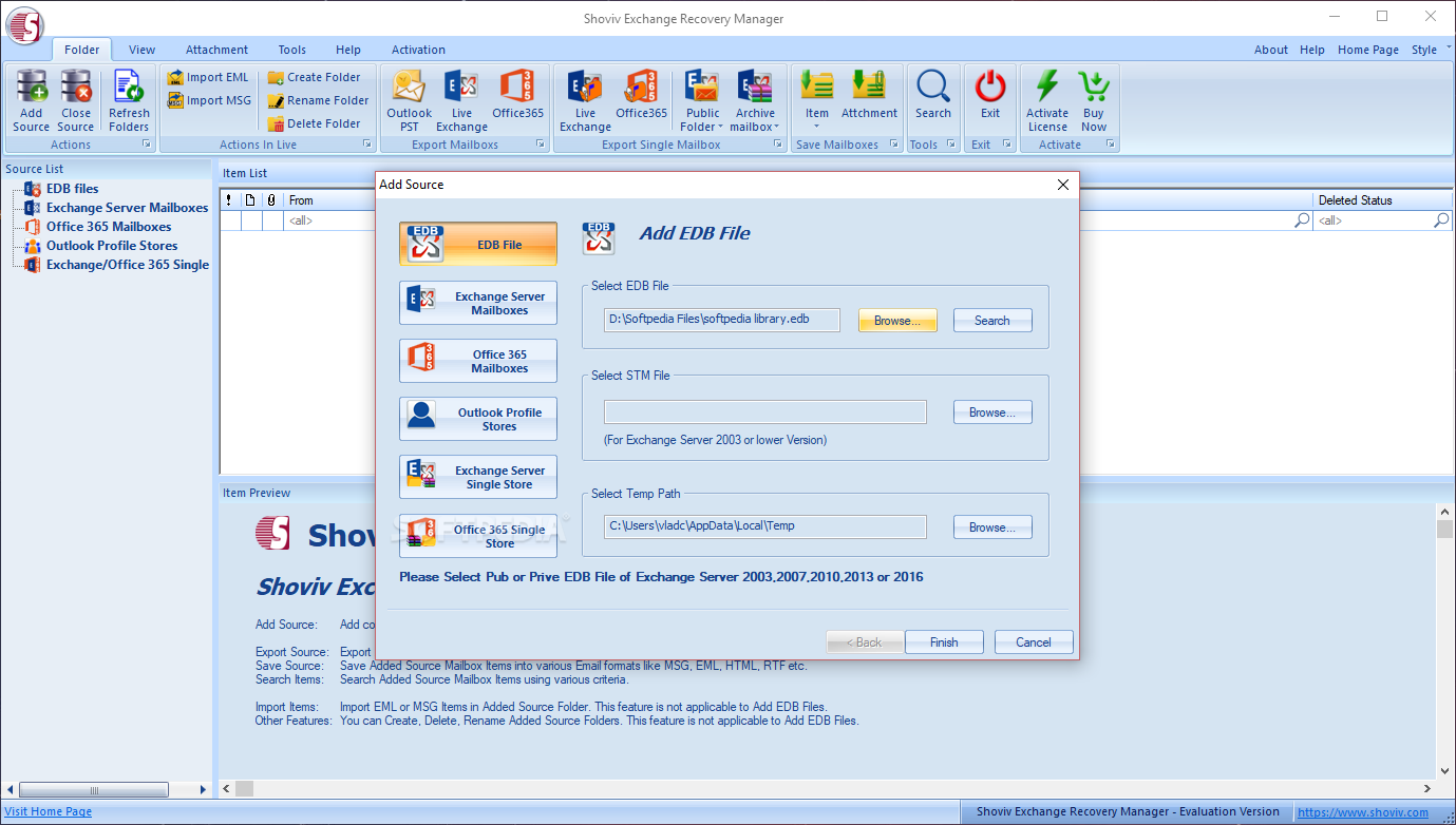Download Shoviv Exchange Recovery Manager 19 12
