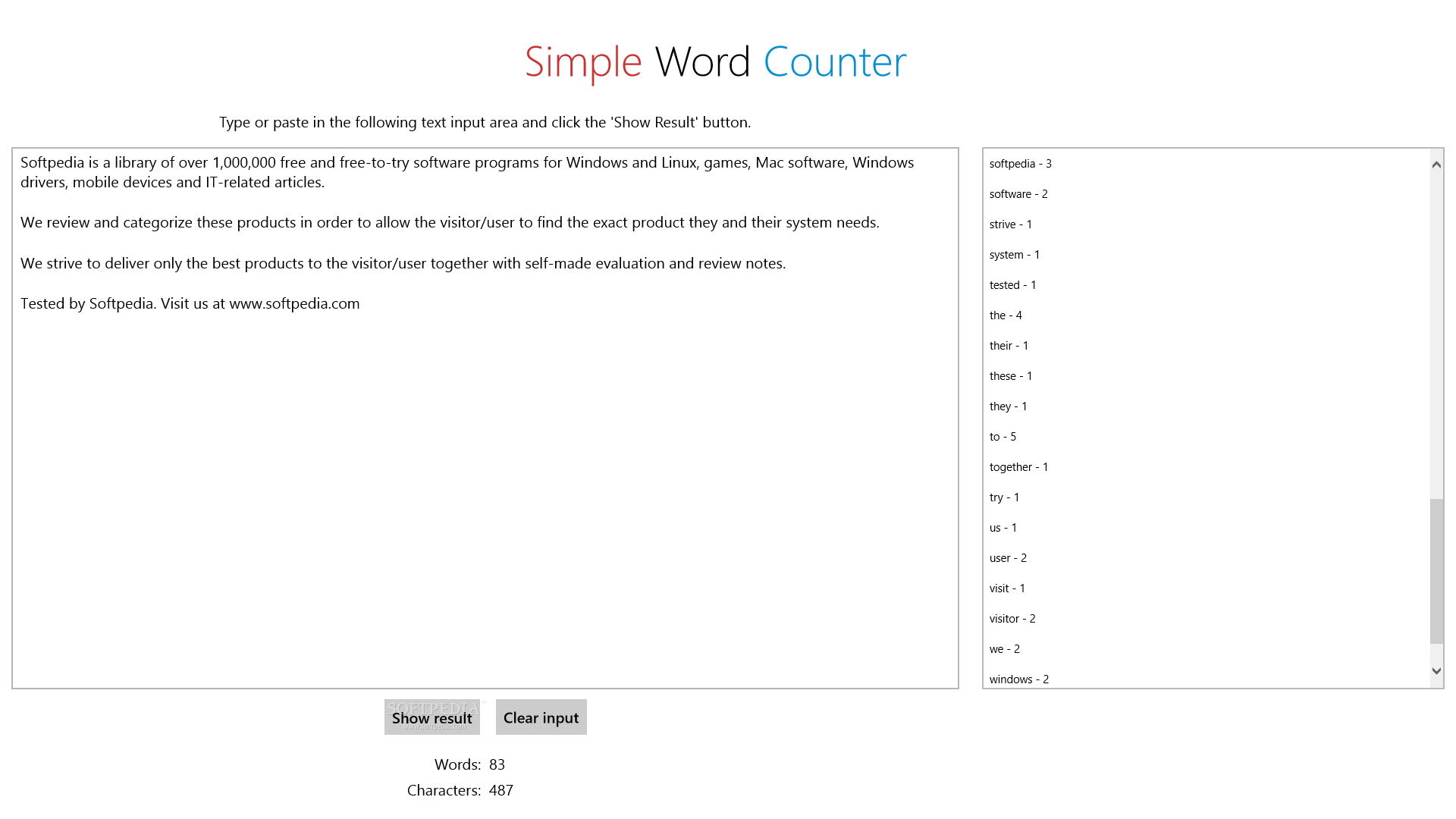 word counter shortcut