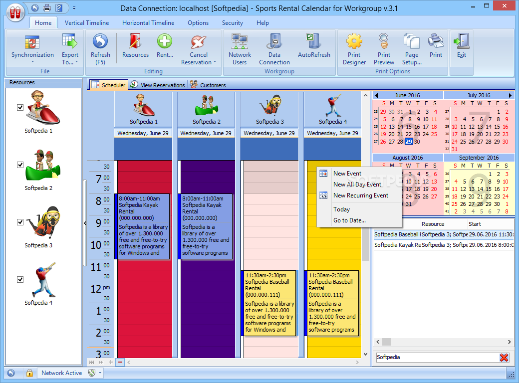 Sports Rental Calendar for Workgroup Download Manage your sports