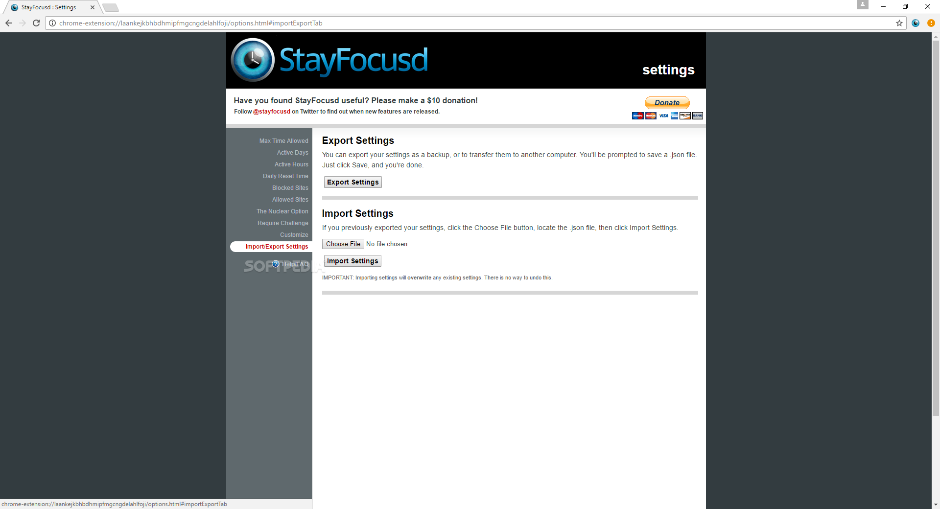 stayfocused chrome extension block only part of a site