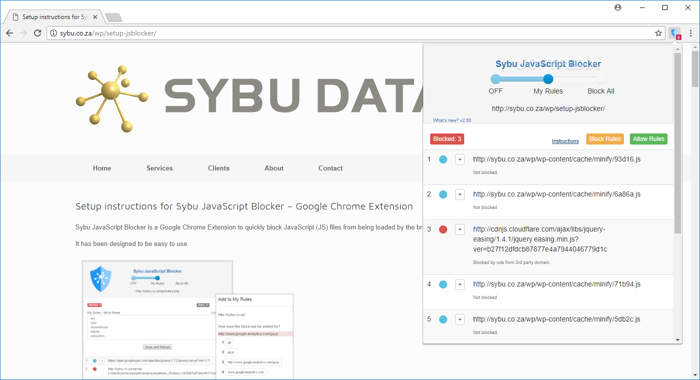 Sybu JavaScript Blocker screenshot #0