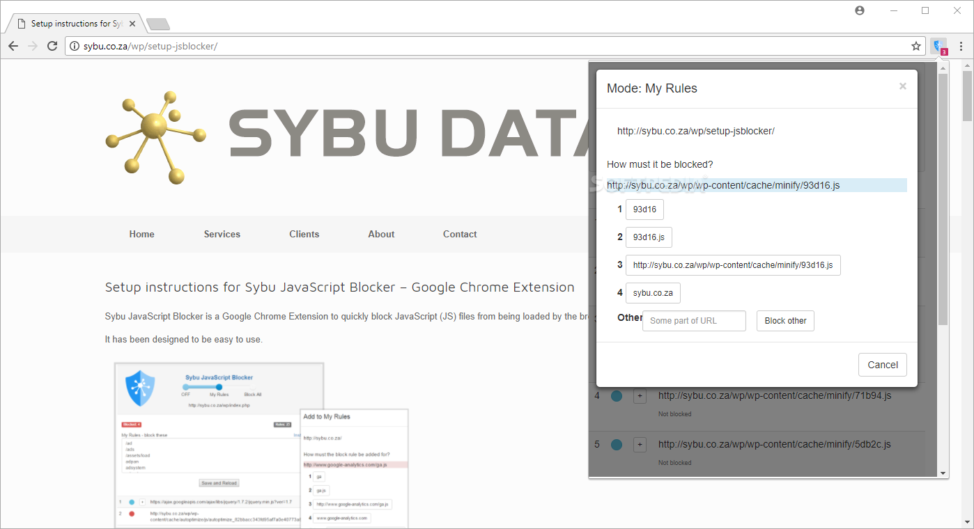 Sybu JavaScript Blocker screenshot #1
