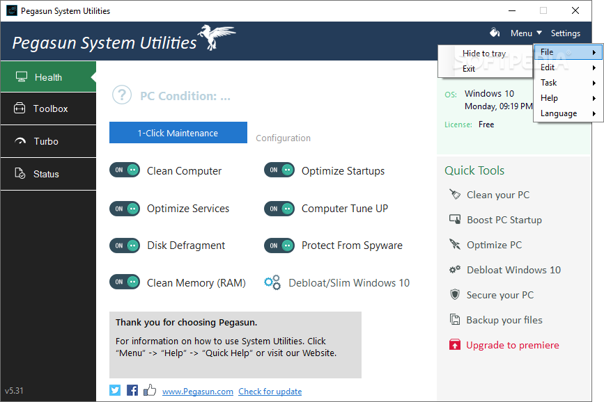 Pegasun System Utilities screenshot #1