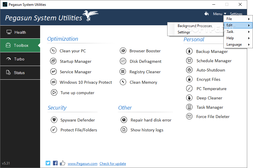Pegasun System Utilities screenshot #2
