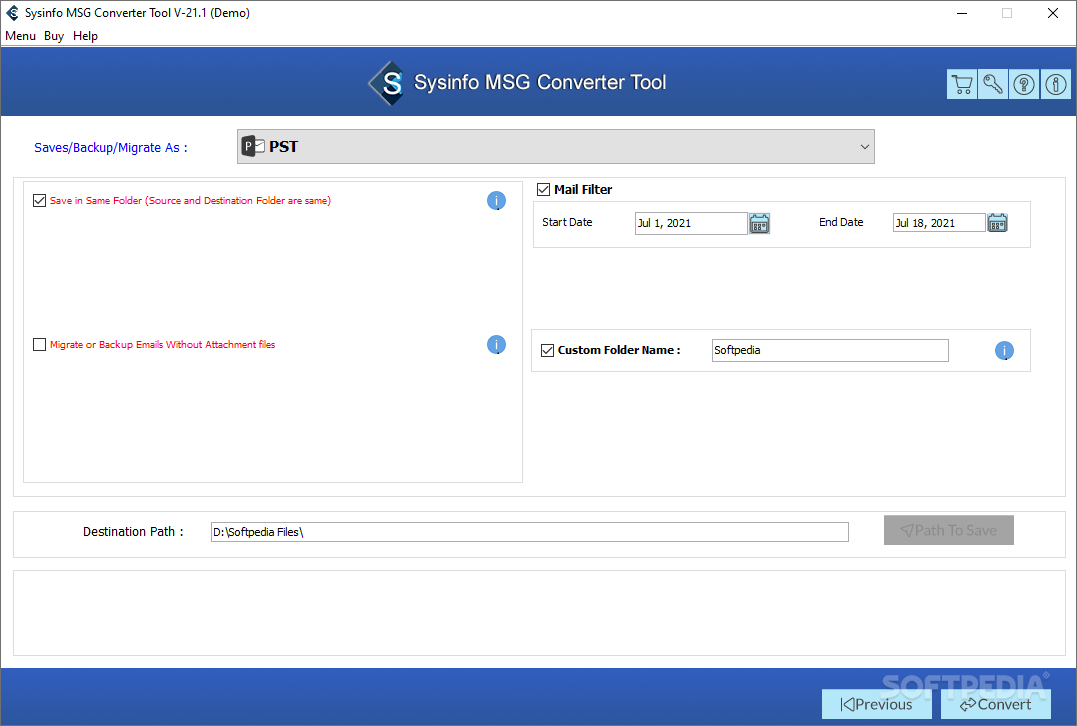 sysinfotools olm to pst converter demo limitations
