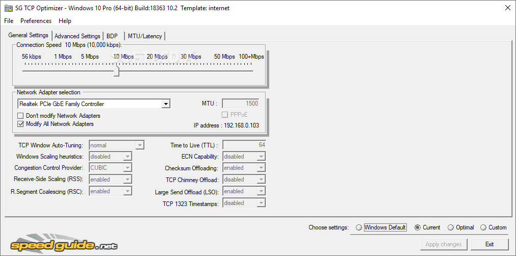 TCP Optimizer screenshot #0