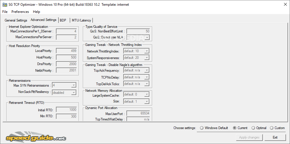 TCP Optimizer screenshot #1