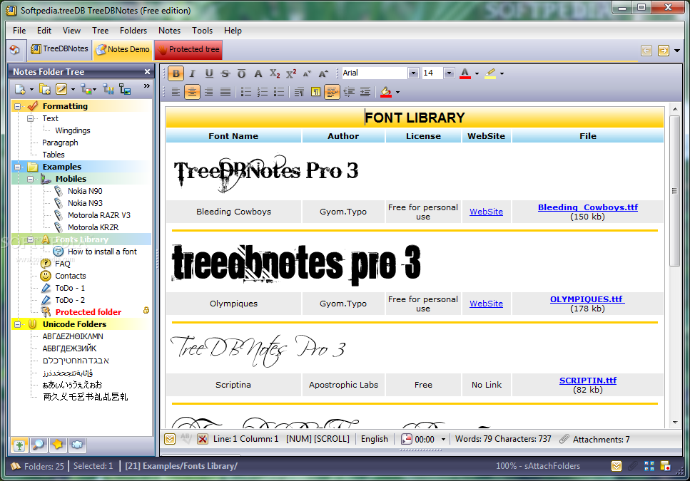 treedbnotes screenshots
