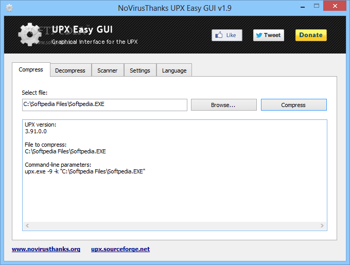 NoVirusThanks UPX Easy GUI screenshot #0