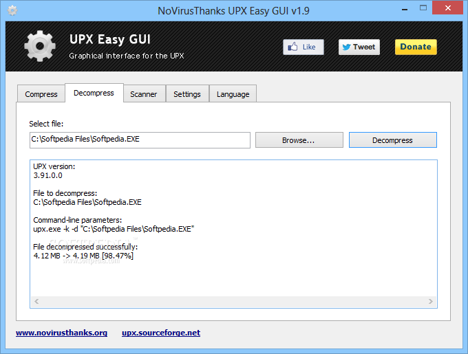 NoVirusThanks UPX Easy GUI screenshot #1