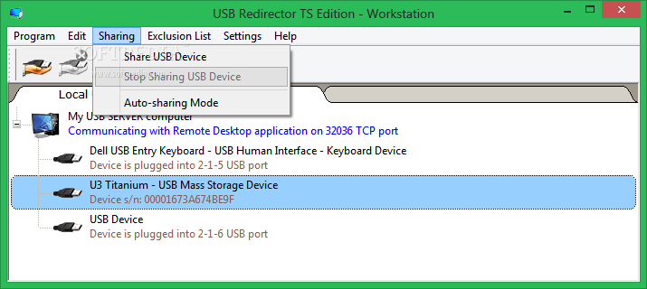 USB Redirector TS Edition screenshot #1