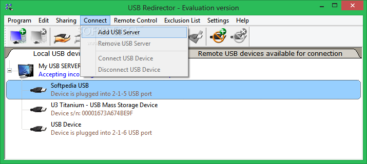 usb redirector client cant connect